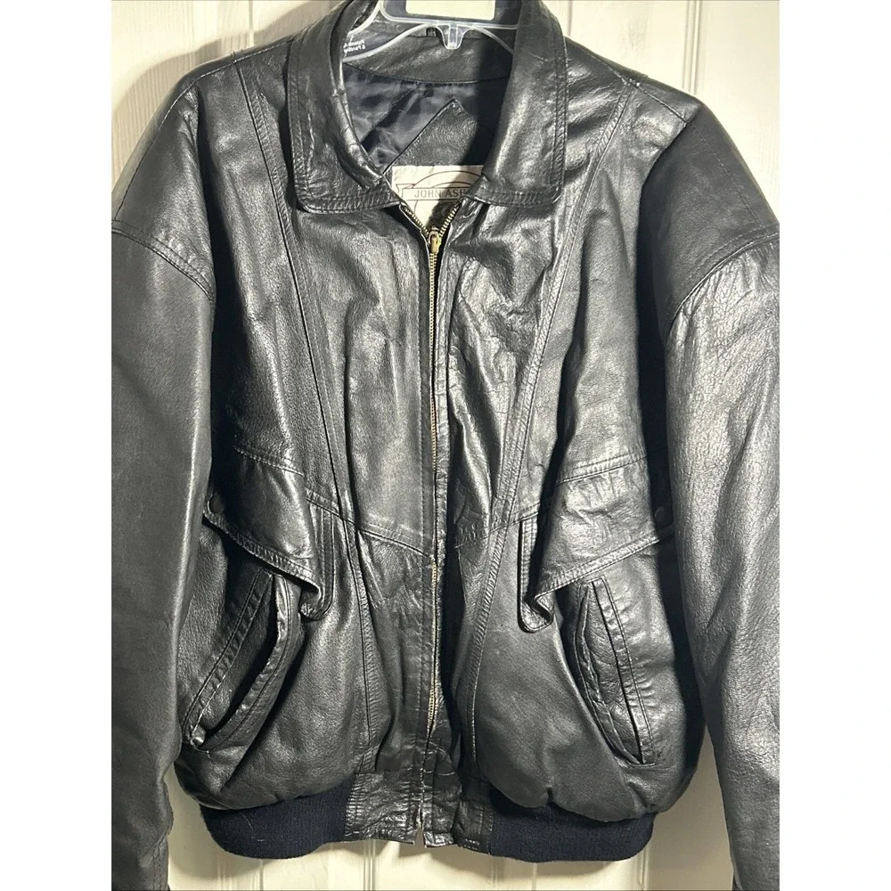 Vintage John Ashford Leather Jacket Men's Size Medium Black Casual